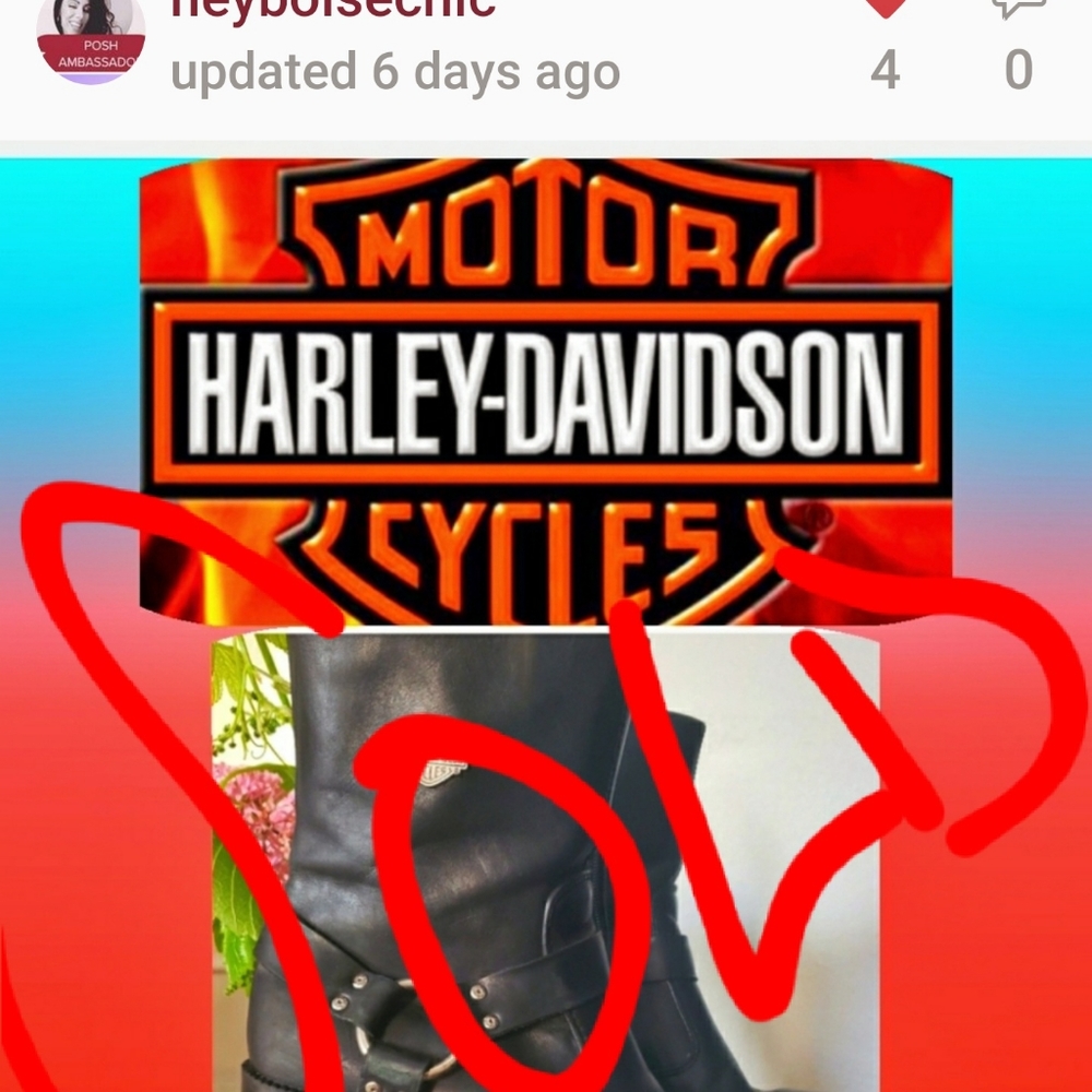 💣HARLEY DAVIDSON HEELED SHORT BLACKMOTO BOOTS - Picture 1 of 11